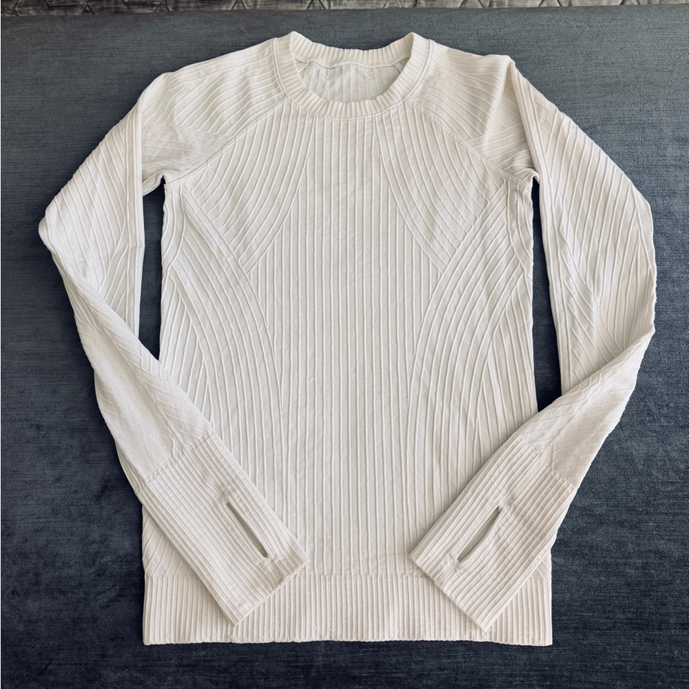 lululemon athletica white Ribbed Crew Long-Sleeve Top sz 6/S